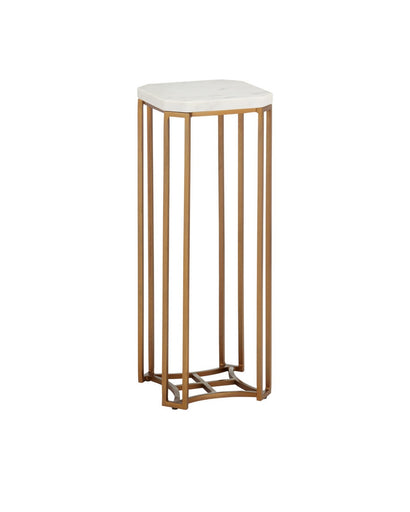 Ocho Drinks Table White/Antique Brass