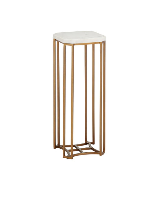Currey and Company - 4000-0235 - Drinks Table - Ocho - White/Antique Brass
