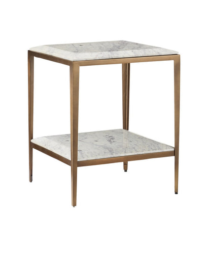 Oblique Side Table Natural/Antique Brass