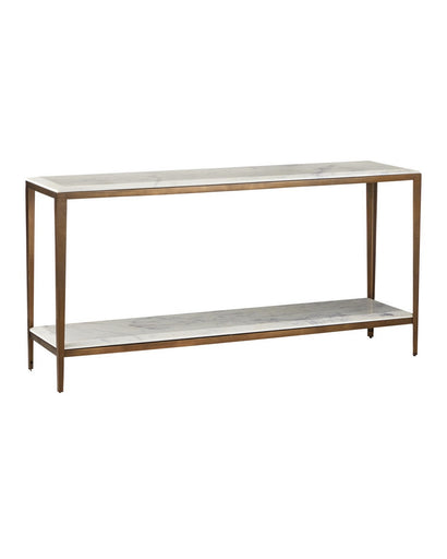 Oblique Console Table Natural/Antique Brass