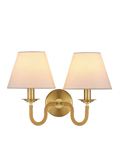 Adala Two Light Wall Sconce Natural/Brushed Brass