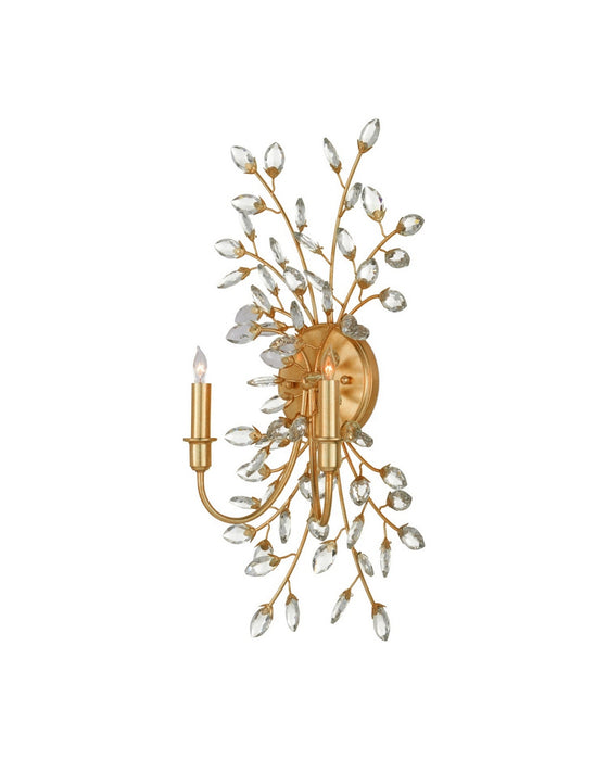 Currey and Company - 5000-0275 - Two Light Wall Sconce - Forget-Me-Not - Clear/Chinois Gold Leaf