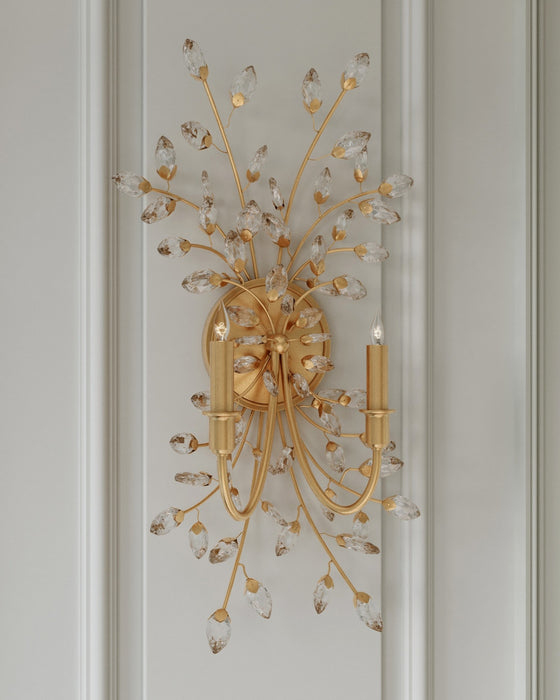 Currey and Company - 5000-0275 - Two Light Wall Sconce - Forget-Me-Not - Clear/Chinois Gold Leaf