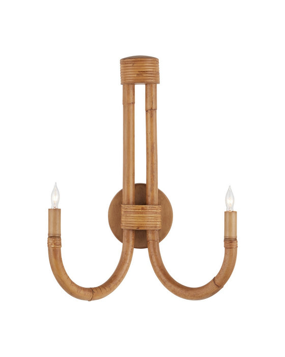 Currey and Company - 5000-0280 - Two Light Wall Sconce - Samsara - Natural/Saddle Tan