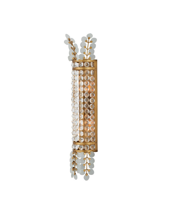 Currey and Company - 5000-0283 - Two Light Wall Sconce - Bradshaw - Frosted/Clear/Brass
