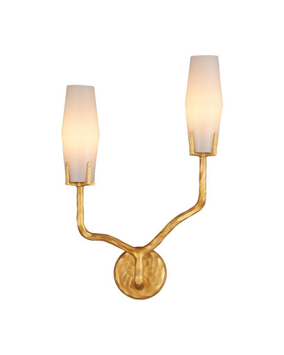 Mathilda Two Light Wall Sconce White/Matte Gold