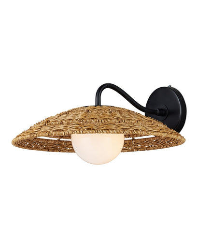 Barbary One Light Wall Sconce Natural/Black/Frosted White