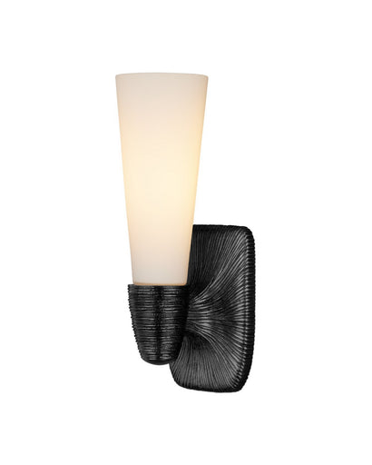 Bonaz One Light Wall Sconce Opaque White/Oil Rubbed Bronze