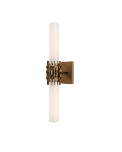 Brietta Two Light Wall Sconce Opaque White/Antique Brass