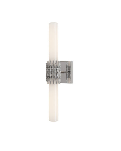 Brietta Two Light Wall Sconce Opaque White/Polished Nickel