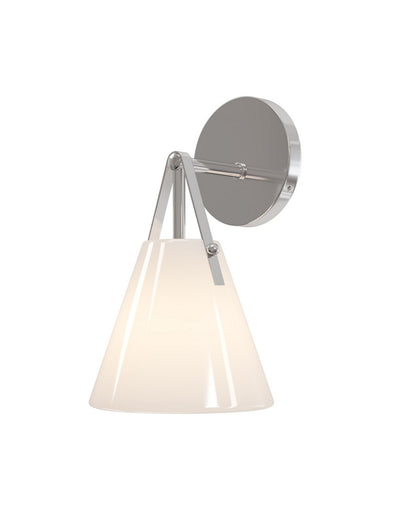 Bronwen One Light Wall Sconce Opaque White/Polished Nickel