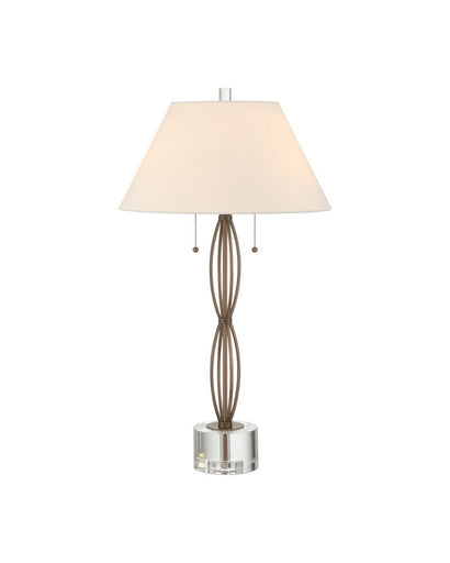 Mizner Two Light Table Lamp Antique Brass/Clear