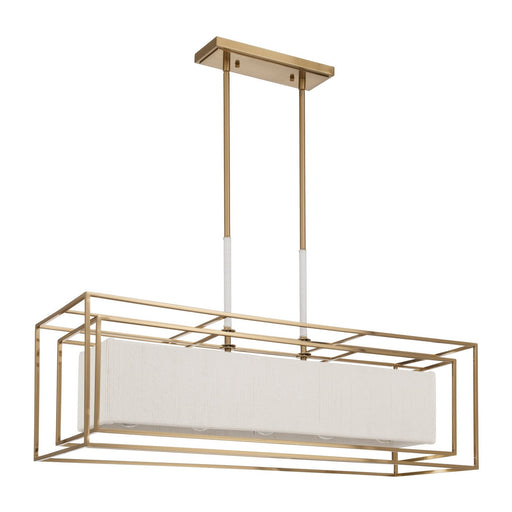 Abbey Five Light Linear Chandelier Brass