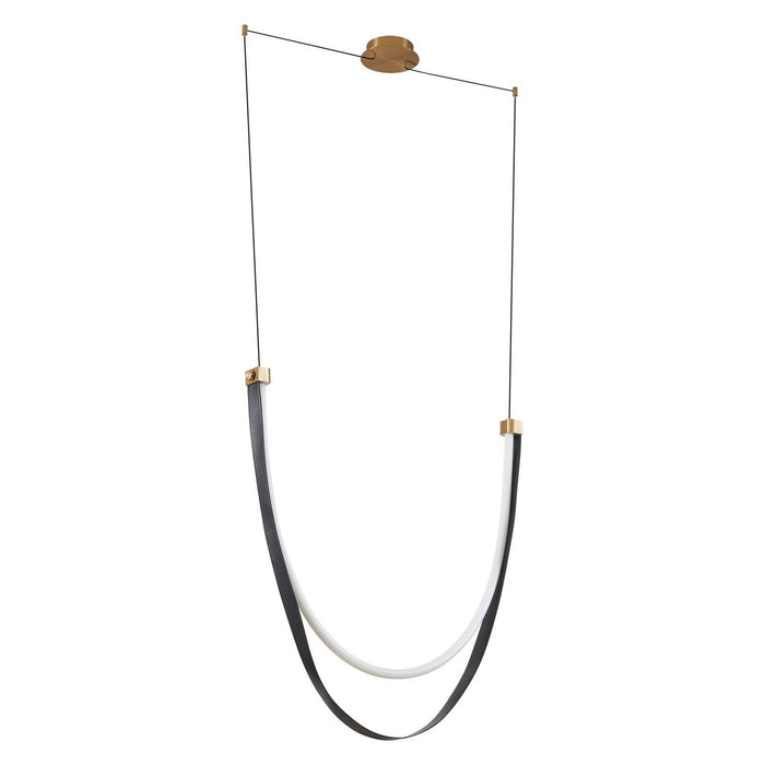 Thesis - 207277A - LED Linear Chandelier - Ayers - Champagne Bronze w/Black/Brown Leather