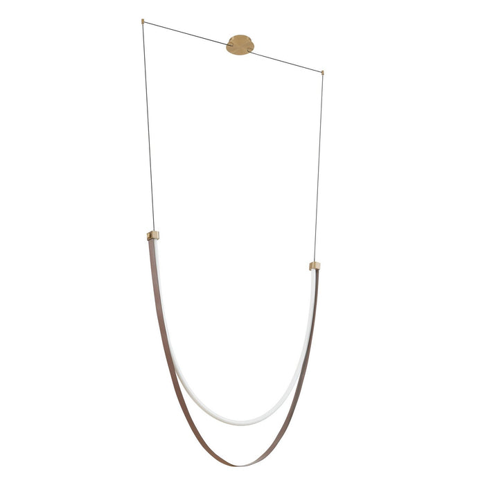 Thesis - 207278A - LED Linear Chandelier - Ayers - Champagne Bronze w/Black/Brown Leather