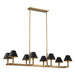 Thesis - 207332A - Eight Light Linear Chandelier - Mcgill - Natural Brass, Matte Black