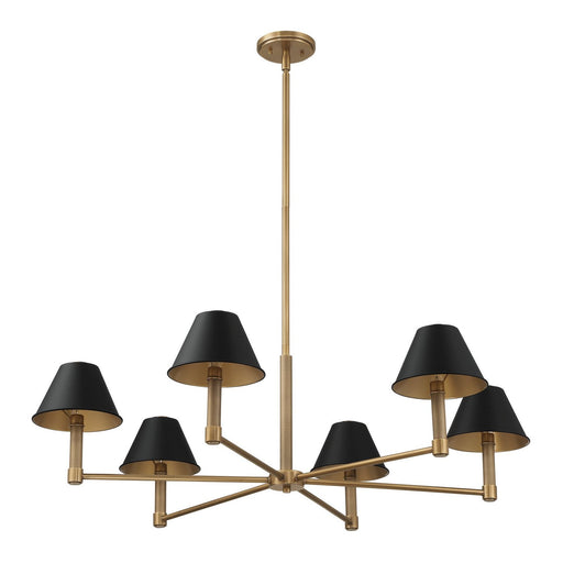 Mcgill Six Light Chandelier Natural Brass, Matte Black