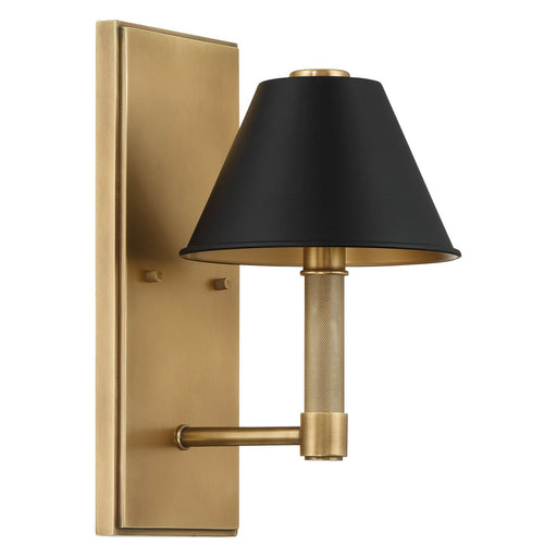 Mcgill One Light Wall Sconce Natural Brass, Matte Black