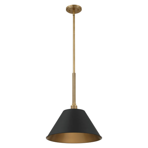 Mcgill One Light Pendant Natural Brass, Matte Black