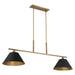 Thesis - 207336A - Two Light Linear Chandelier - Mcgill - Natural Brass, Matte Black