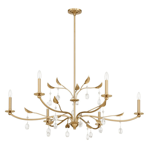 Presley Six Light Chandelier Champagne Gold, Clear