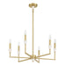 Thesis - 207357A - Six Light Chandelier - Montclair - Brushed Gold, White