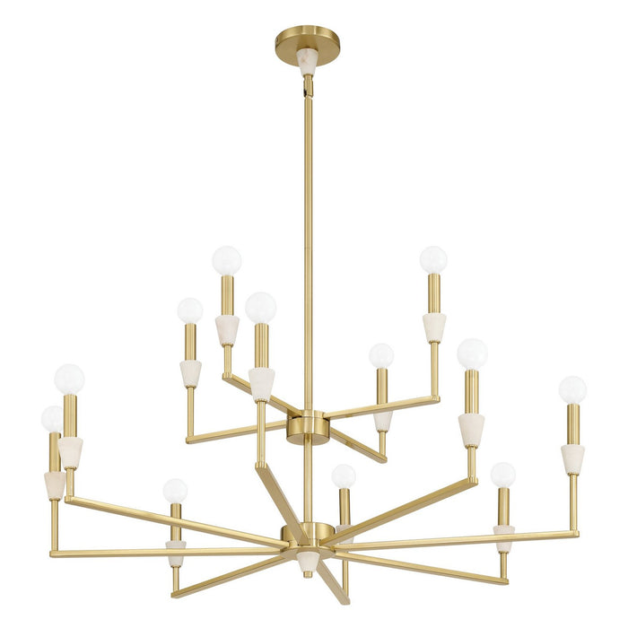 Thesis - 207361A - 12 Light Chandelier - Montclair - Brushed Gold, White