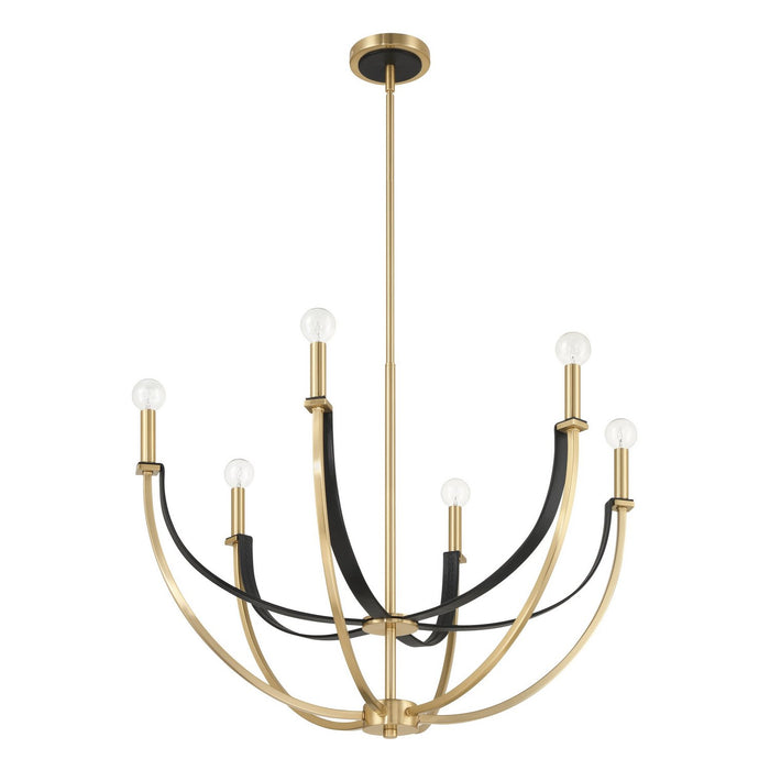 Thesis - 207368A - Six Light Chandelier - Sussex - Champagne Gold, Black