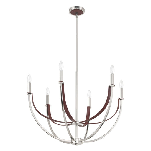 Thesis - 207373A - Six Light Chandelier - Sussex - Polished Nickel, Dark Brown