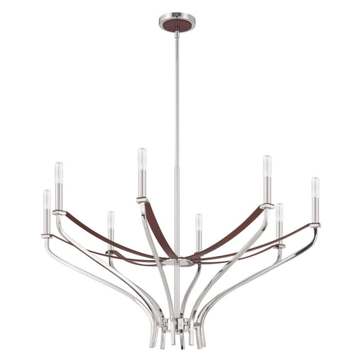 Thesis - 207374A - Eight Light Chandelier - Sussex - Polished Nickel, Dark Brown