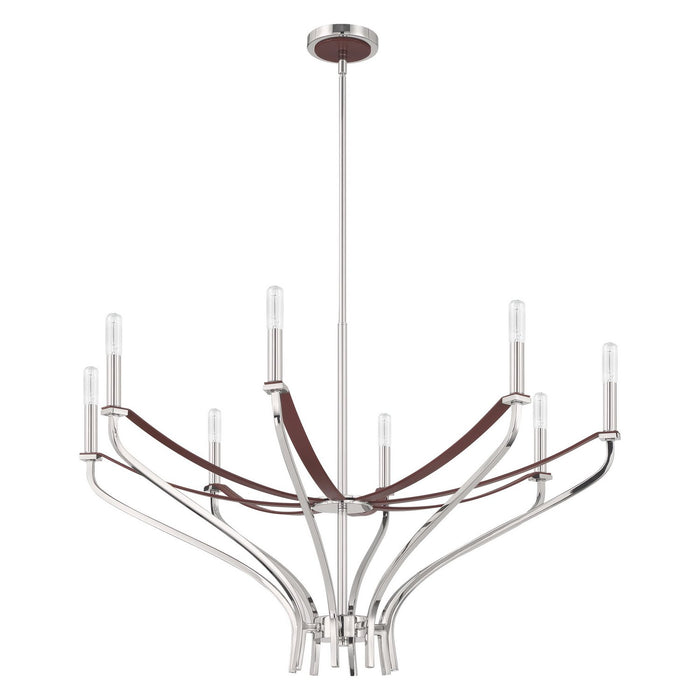 Thesis - 207374A - Eight Light Chandelier - Sussex - Polished Nickel, Dark Brown
