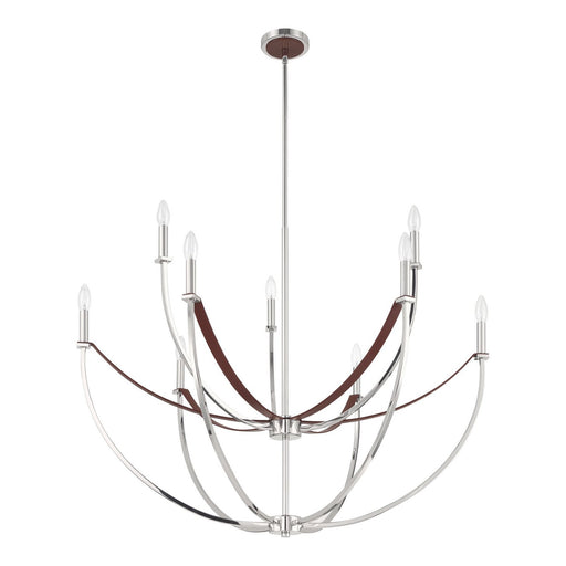 Thesis - 207375A - Nine Light Chandelier - Sussex - Polished Nickel, Dark Brown