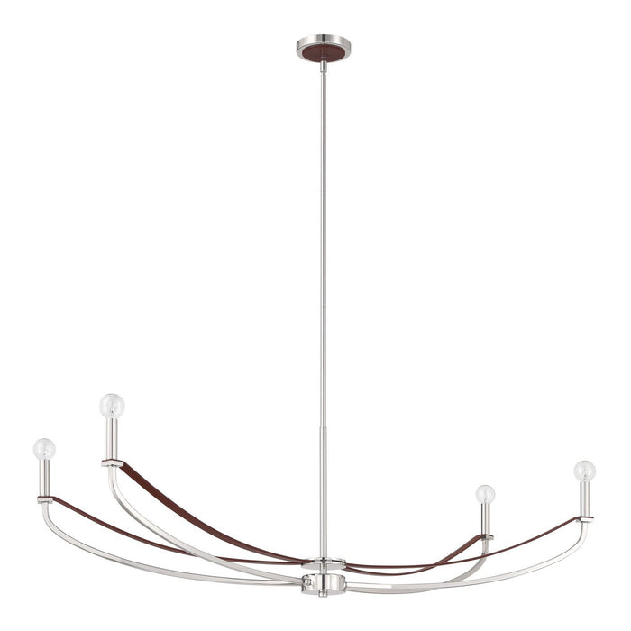 Thesis - 207376A - Four Light Linear Chandelier - Sussex - Polished Nickel, Dark Brown