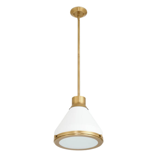 Doyle One Light Pendant Natural Brass, Matte White