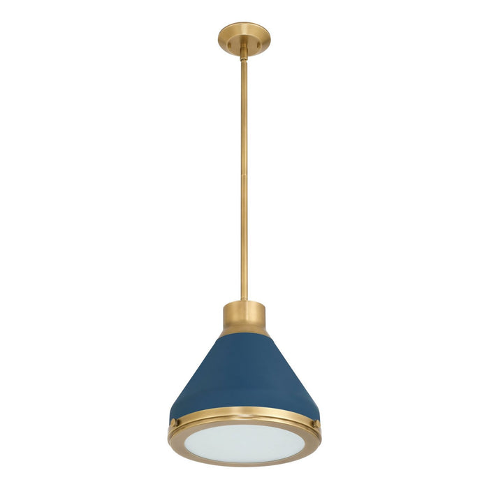 Thesis - 207399A - One Light Pendant - Doyle - Natural Brass, Matte Blue