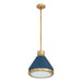 Thesis - 207399A - One Light Pendant - Doyle - Natural Brass, Matte Blue