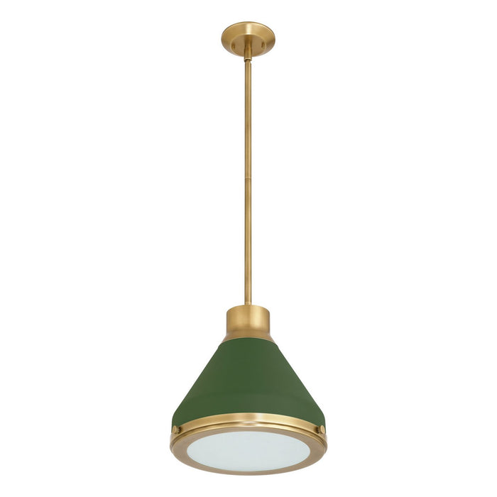 Thesis - 207401A - One Light Pendant - Doyle - Natural Brass, Matte Green