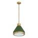 Thesis - 207401A - One Light Pendant - Doyle - Natural Brass, Matte Green