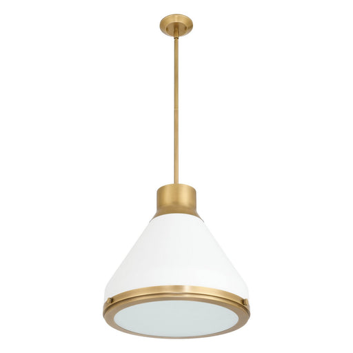 Doyle One Light Pendant Natural Brass, Matte White