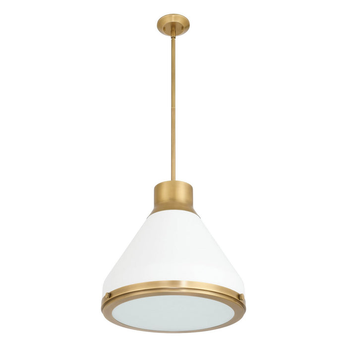 Thesis - 207402A - One Light Pendant - Doyle - Natural Brass, Matte White