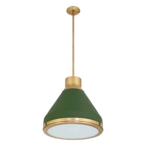 Doyle One Light Pendant Natural Brass, Matte Green