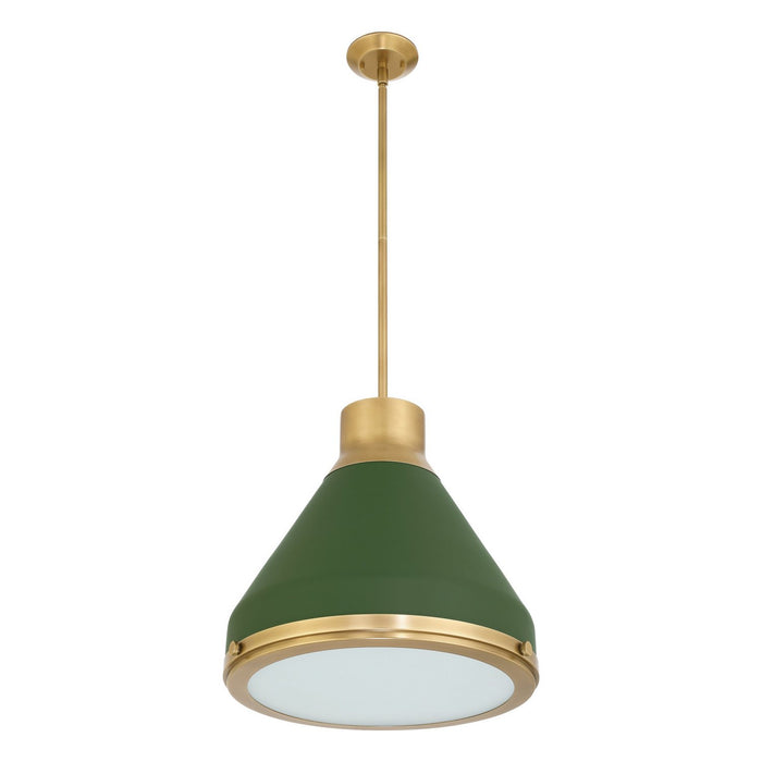 Thesis - 207405A - One Light Pendant - Doyle - Natural Brass, Matte Green