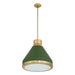 Thesis - 207405A - One Light Pendant - Doyle - Natural Brass, Matte Green