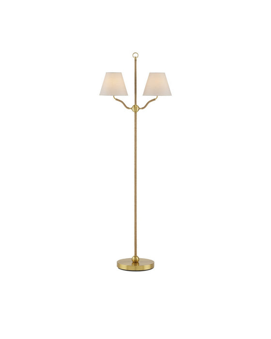 Currey and Company - 8000-0116 - Two Light Floor Lamp - Sirocco - Antique Brass/Natural