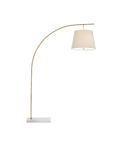Cloister Two Light Floor Lamp Antique Brass/White