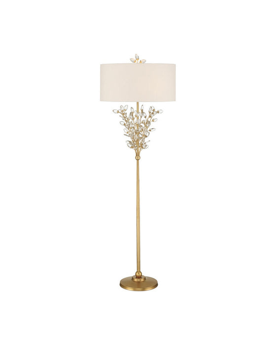 Currey and Company - 8000-0168 - Two Light Floor Lamp - Forget-Me-Not - Clear/Chinois Gold Leaf