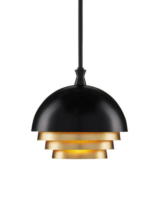 Currey and Company - 9000-0953 - One Light Pendant - Salviati - Black/Gold Leaf