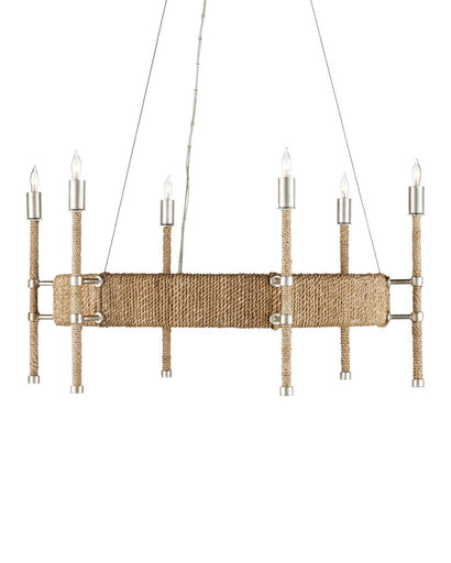 Monzie Six Light Chandelier Natural/Contemporary Silver Leaf