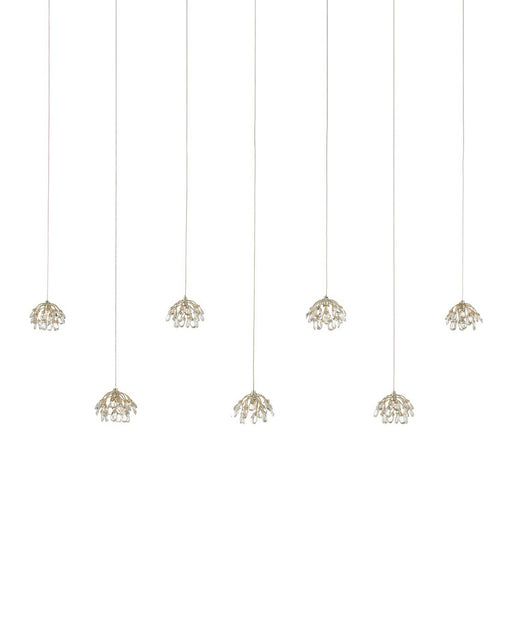 Currey and Company - 9000-1054 - Seven Light Pendant - Crystal Bud - Clear/Contemporary Silver Leaf/Silver