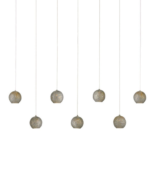 Currey and Company - 9000-1056 - Seven Light Pendant - Giro - Blue/Nickel/Silver